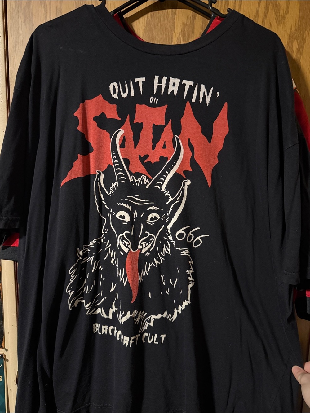 Men's Black Short-Sleeve Graphic Tee with Red Accents